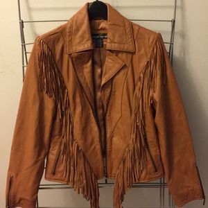 Vintage Joseph Israel leather fringed zip jacket